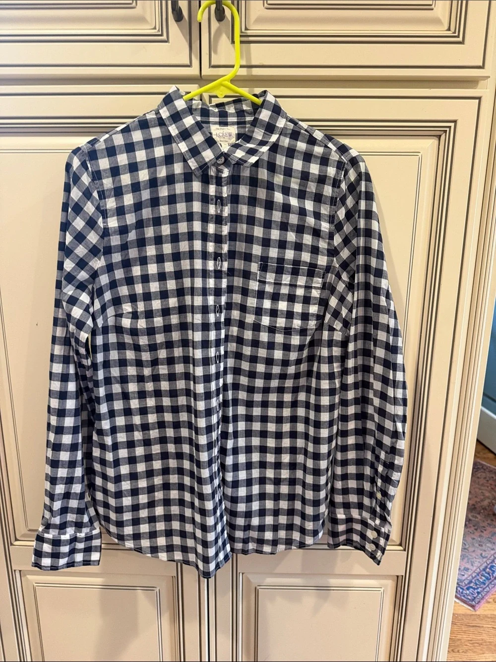 J. Crew Navy and White Checked Button-Down Shirt